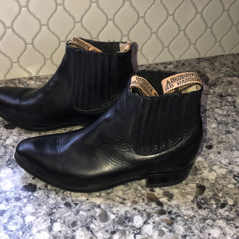 White diamond handcrafted booties w/ rubber sole